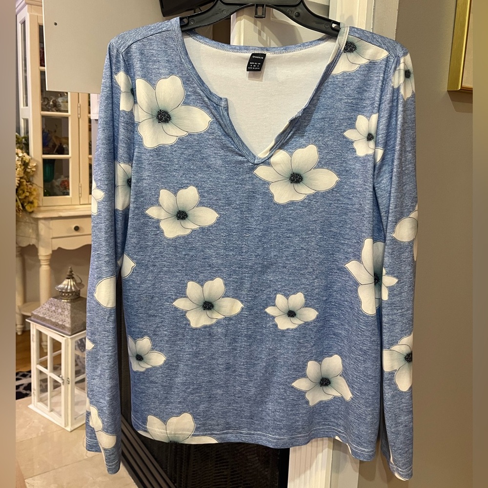 Ranlege Women’s Floral Flowers Long Sleeve Blouse Shirt Top